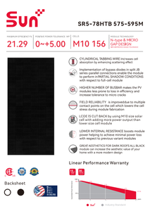 Sunplus แผงเซลล์แสงอาทิตย์แบบสองหน้าคริสตัลเดี่ยวสำหรับ580W - Product Image 4