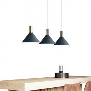 Modern Cone Pendant <b>Light</b> Black Glass Shade Gold Base E27 Incandescent Adjustable Height <b>Dining</b> Lighting 2700K Soft Warm White - Product Image 3