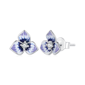 <span class=keywords><strong>Orecchini</strong></span> a Perno in Argento Sterling 925 con Fiore di <span class=keywords><strong>Viola</strong></span>, Zircone Cangiante, Gioielli da Festa per Donne BSE860 - Product Image 1