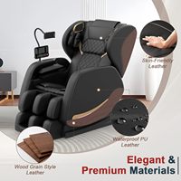 Fauteuil de massage inclinable intégral de conception haut de gamme, 10 points fixes, gravité zéro, hauteur réglable, cuir grain de bois