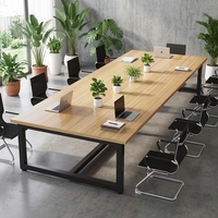 Table de réunion moderne et simple pour salle de réunion, studio de podcast et salle de formation, en bois massif pour bureau