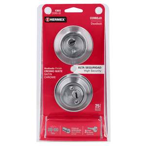 CERO-32 Hermex moderno catenaccio cromato opaco chiusura chiave 60mm Backset 3 chiavi in lega di zinco per uso appartamento - Product Image 1
