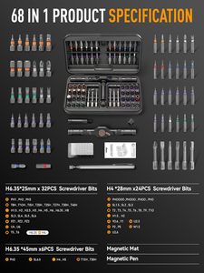 <span class=keywords><strong>Juego</strong></span> de destornilladores de trinquete 68 en 1 con 42 puntas de acero S2, mango en T de 58 dientes, herramienta de recogida magnética y estuche magnético para electrónica y videojuegos - Product Image 6