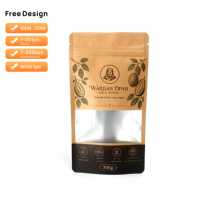 Sachet en papier kraft naturel pour chips de durian avec grande fenêtre transparente, pochette verticale, emballage traditionnel pour snacks, refermable avec fermeture éclair, 300 g