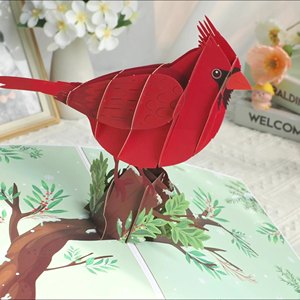 Carte pop-up créative 3D en forme d'oiseau rouge, sculpture en papier d'oiseau, cadeau d'anniversaire, Noël - Product Image 2
