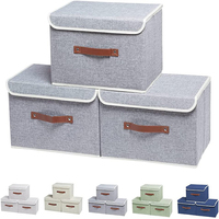 Vente en gros Chine Boîte de rangement pliable en tissu de lin pour placard Organisateur de jouets Boîte de rangement pour enfants avec couvercle