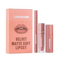 Fabricant professionnel de produits de beauté pour les lèvres, ensemble de rouge à lèvres mat à six couleurs LANGMANNI, imperméable et tendance, pour le maquillage quotidien