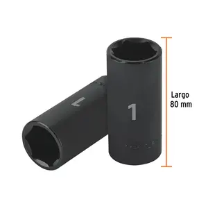 BOX 6 Douilles à chocs longues 1 pouce, 6 points, entraînement 1/2 pouce, TRUPER - Product Image 2