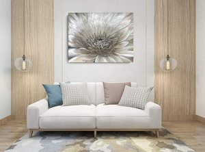 Pintura de Arte Moderno, pintura al óleo de cabeza de flor de Margarita blanca, lienzo envuelto, decoración de pared - Product Image 4