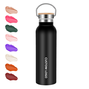 Hiking Water <b>Bottle</b> With Bamboo Lid Custom Logo 750ml 1L Double Wall Stainless Steel Vacuum Insulated Hydrogen Iced Sport Camp - Product Image 1