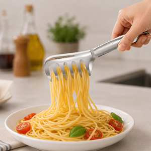 Pinces de cuisine en acier inoxydable 430 de 9 pouces avec dents, ustensiles de cuisine, pinces <span class=keywords><strong>à</strong></span> <span class=keywords><strong>spaghetti</strong></span>, salade, barbecue, viandes, pinces de service, vente en gros - Product Image 6