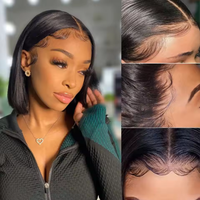4x4 2x6 Wig bob depan renda Wig rambut manusia # 1B warna rambut Vietnam mentah produk jual Panas 2024 penjual Henan Beli banyak
