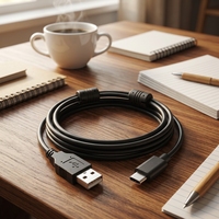 Câble USB-C anti-interférence de 1 m avec double noyau de ferrite, blindage métallique, certifié KC EMC, cordon de charge et de données USB-A vers USB-C