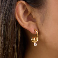 Boucles d'oreilles pendantes géométriques BinShuo, pendentif multi-anneaux, zircone blanche, acier inoxydable, plaqué or 18 carats, imperméables, pour femmes, usage quotidien