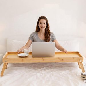<b>Bamboo</b> Bed Tray 77x38x22cm Foldable Laptop Work Breakfast <b>Table</b> - Product Image 1