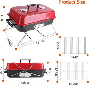 Outdoor Portable <b>Foldable</b> Detachable Non-Stick Grill with Lid Handle Household Camping Use Modern and Simple Factory Wholesale - Product Image 2