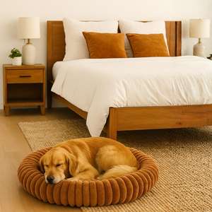 Cuccia Rotonda Accogliente per Animali Domestici, Morbida e Spessa in Peluche, Stile Culla per Gatti, Cani, Conigli, Tappetino Caldo e Confortevole per l'Inverno - Product Image 4