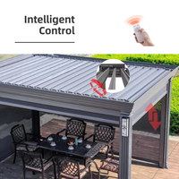 Pérgola Motorizada con Persianas de Aluminio Retráctiles - Sistema de Techo Bioclimático Comercial Impermeable con Recubrimiento en Polvo para Gazebos