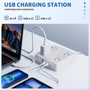 Siêu mỏng 6ft cắm phẳng 7 1 điện dải 4 x AC + 2 x Loại C USB A + 2 x Loại C tùy chỉnh đa chức năng USA Outlet Extender - Product Image 3