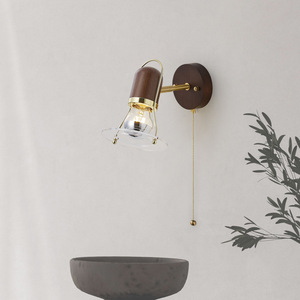 Japanese Retro Walnut Wood Vintage-Style Wall Lamp Luxury Rotatable <b>Light</b> for HomeStay Bedroom or Hallway Bedside Wall Lamp - Product Image 5