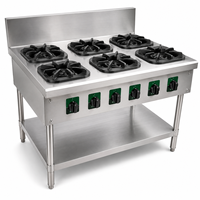 Équipement de cuisson électrique à induction à 6 brûleurs en acier inoxydable de haute efficacité pour la restauration
