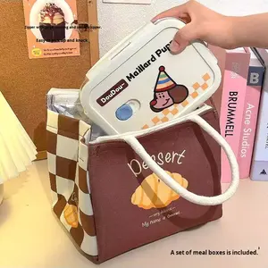 Lonchera Térmica de Poliéster con Diseño de Dibujos Animados, Cierre de Cremallera, Apta <span class=keywords><strong>para</strong></span> Alimentos, <span class=keywords><strong>para</strong></span> Trabajadores de Oficina, Mujeres, <span class=keywords><strong>Desayuno</strong></span> y Viajes - Product Image 2