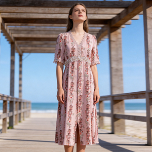 Vestido Maxi Bohemio con Estampado Floral Personalizado para Mujer, Vestidos para Fiestas en el Jardín - Product Image 1