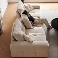 Canapé modulable de luxe carré en forme de bloc de tofu avec dossier amovible, revêtement en chenille, utilisation moderne pour villa et hôtel, rembourrage en éponge, pieds en bois