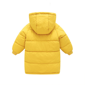 Manteau d'hiver long unisexe pour enfants, rembourré, à capuche, coupe-vent, écologique, avec fermeture éclair, motif uni - Product Image 5