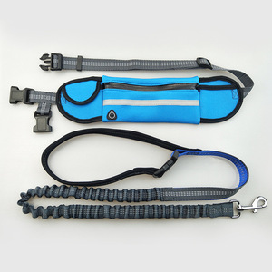 Elastik ayarlanabilir çift Bungee köpek tasmaları yastıklı bel su geçirmez çanta eller serbest köpek tasma koşu için - Product Image 6