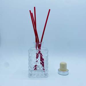 100ml Clear Embossed DIY Fragrance <b>Diffuser</b> Square Glass Jars with Cork <b>for</b> <b>Reed</b> <b>Diffuser</b> Replacement <b>Refillable</b> Custom Logo - Product Image 6