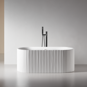 Bak Mandi Spa Hotaqi Foshan Modern Oval dari Akrilik dengan Motif Garis Australia, Model Berlekuk, Berdiri Sendiri, Warna Hitam Matte - Product Image 2