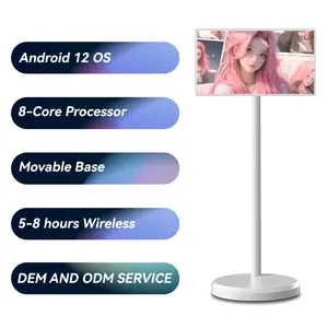 2024 New Ultra Hd Lcd Screen 21.5 Inch Stand By MeCamera Wifi Android12 Inteligentes Television Portable Tv