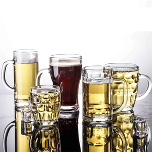 Vente en gros Tasses à bière en verre transparent Chope à boisson avec poignée - Product Image 6