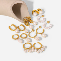 Boucles d'oreilles créoles en perles d'eau douce baroques naturelles, bijoux de luxe pour femmes, acier inoxydable plaqué or 18 carats