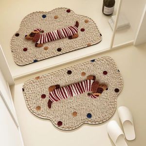 Tapis de salle de bain antidérapant absorbant en forme d'ours de dessin animé, imitation tissée en terre de diatomée, pour porte de toilette - Product Image 4