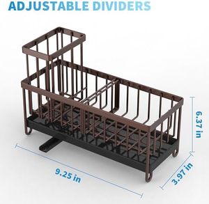 L 304 Fregadero de acero inoxidable Caddy Organizador Portaescobillas alto Encimera de cocina Almacenamiento Essentials Estante de almacenamiento - Product Image 3