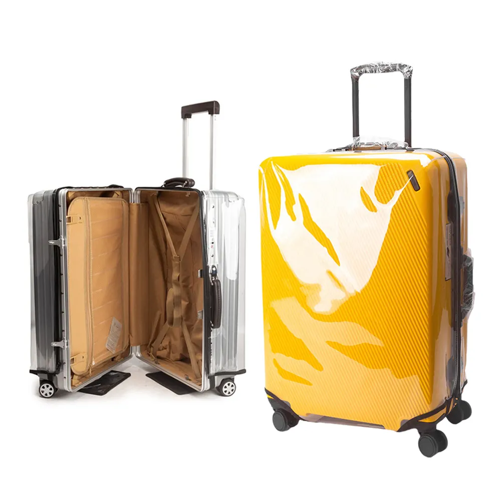 Wholesale 30s/50s Custom Disassemble Free Waterproof Transparent PVC Suitcase Protective Travel Luggage Cover