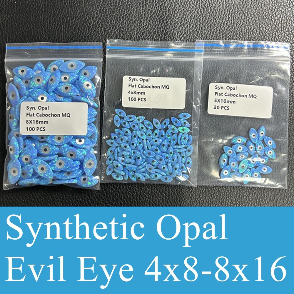 HQ Gems Evil Eye Stone OP06 Blue Opal Beads - 4X8 to 8x16mm