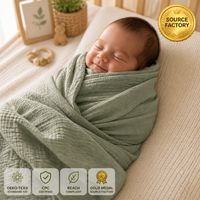 Manta Envolvente para Bebé de Bambú y Algodón con Certificación OEKO-TEX, 120x120cm, Muselina Suave y Transpirable para Recién Nacidos