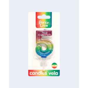 Party Love Birthday <b>Candle</b> Number 5 Multicolor 6Cm For Cake Decoration - Product Image 1