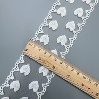 Dentelle en tulle brodée en forme de cœur de 6 cm, dentelle en maille blanche abricot pour robe d'enfant, chouchous pour cheveux, accessoires de couture pour vêtements