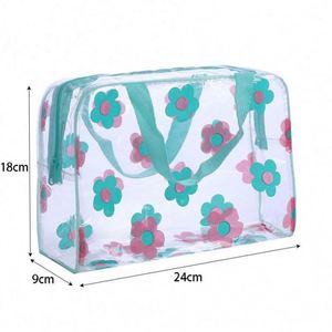 Bolsa de Mano con Diseño Floral, Bolsa de Aseo Transparente de PVC, Bolsa de Cosméticos de Viaje de Gran Capacidad, Venta al Por Mayor de Fábrica - Product Image 2
