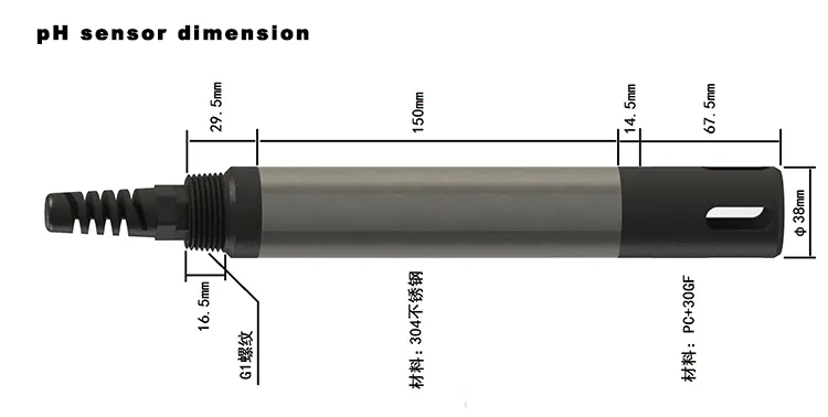 IOT-485-pH paslanmaz çelik kabuk kompozit ph elektrot probu tepe aletleri
