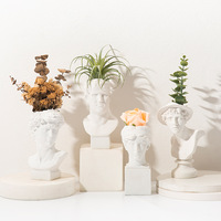 Ornement de jardin en résine style européen, sculpture de fille en turban avec fleur, vase décoratif, cadeau