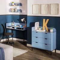 Commode moderne bleue à 3 tiroirs |   Écologique |   Pieds en acier thermolaqué |   Collection SUAVE Chambre à coucher Salon
