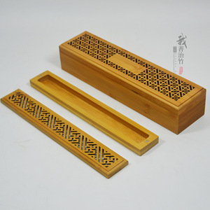 Bamboo Box Rectangle Handmade Double Layer Pull Out Incense Holder Gift Craft Packaging - Product Image 1