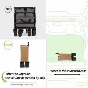 Carro pieghevole pieghevole con il tavolo, vagoni da spiaggia utilitari pesanti con il portellone aperto e le ruote di tutti i terreni per il campeggio - Product Image 5