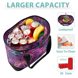 Hawaiian Print Tropical Design Custom Print Large Zipper Insulated Shopping Bag Aloha Beach Cooler Bag with Shoulder Straps - Product Image 4