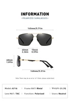 A716 Aoron Conduite UV400 Protection Rectangle Métal Lunettes de Soleil de Luxe Lunettes de Soleil Polarisées Hommes Lunettes de Soleil Noir Photochromique
